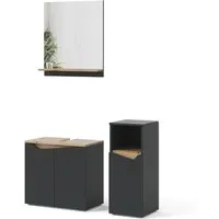 Vicco Badmöbel-Set Marelle, 3-teilig in Anthrazit/Artisan-Eiche - Elegantes Badmöbel-Set mit Midischrank, einfache Montage und pflegeleichte Oberflächen für ein stilvolles Badezimmer.