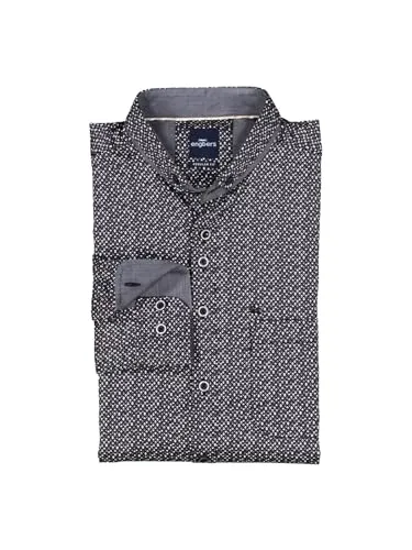 engbers Herren Herren Langarm-Hemd Gemustert, Schwarz, 37847, Schwarz in Größe XL