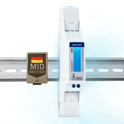 EASTRON SDM120D-MID Stromzähler 230V 45A - MID-zertifizierter 1-Phasen Stromzähler mit digitalem LCD-Display, ideal zur präzisen Strommessung für Haushalte und kleine Unternehmen.