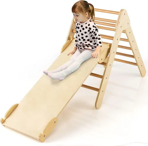 GOPLUS Dreieckige Kletterleiter mit 2-in-1-Rampe für Kinder