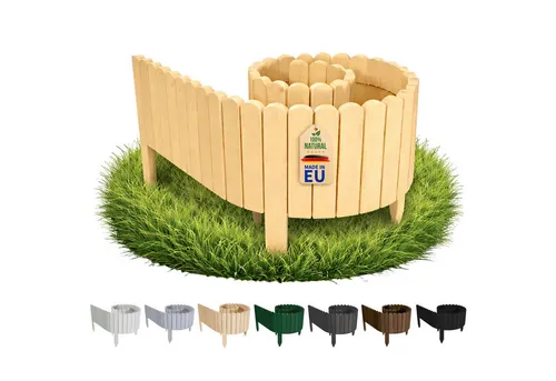 Floranica Rasenkante Holz 20 x 200 cm - Flexible Beeteinfassung für Garten - Diese hochwertige Beeteinfassung aus Kiefernholz sorgt für eine natürliche Optik und ist ideal zur Abgrenzung von Blumenbeeten und Wegen. Flexibel einsetzbar und einfach zu montieren, verleiht sie Ihrem Garten Struktur.