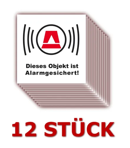 Produktbild X Aufkleber Alarmgesichert Alarmaufkleber Alarm Alarmanlage 5 x 5 cm weiss 12