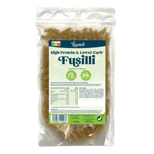 Locawo High Protein & Low Carb* Fusilli | Pasta | Nudeln 200g