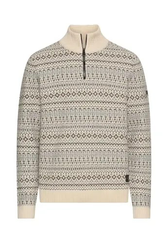 camel active Herren Strick-Troyer aus Reiner Lammwolle Hafer, XL - Pullover für Herren aus 100% Lammwolle, bietet optimale Wärme und Komfort mit einem stilvollen Reißverschluss-Kragen.