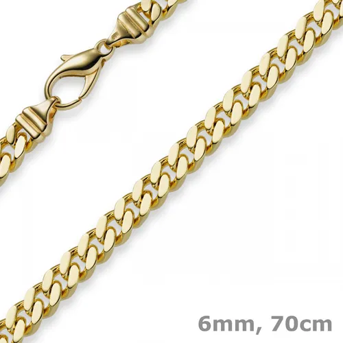 6mm Panzerkette Kette Collier aus 585 Gold Gelbgold Goldkette 70cm Herren