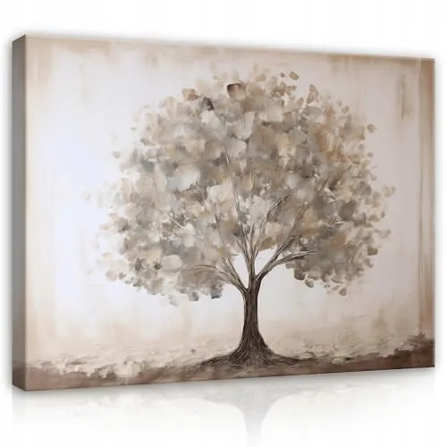WallArena - Leinwand Bilder Baum Natur - 40x30 cm Leinwandbilder - Bild auf leinwand - Wandbild XXL groß Wandbilder für Wohnzimmer Schlafzimmer Wohnzimmerbilder Modern kunstdruck - Abstrakt Beige