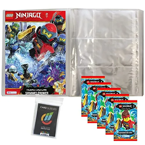 Collect-it Lego Ninjago - Serie 7 Trading Cards Bundle - Sammelkarten Packs & Sets mit leere Sammelmappe, 5 Booster und 40 Hüllen für optimale Aufbewahrung und Schutz Ihrer Karten.