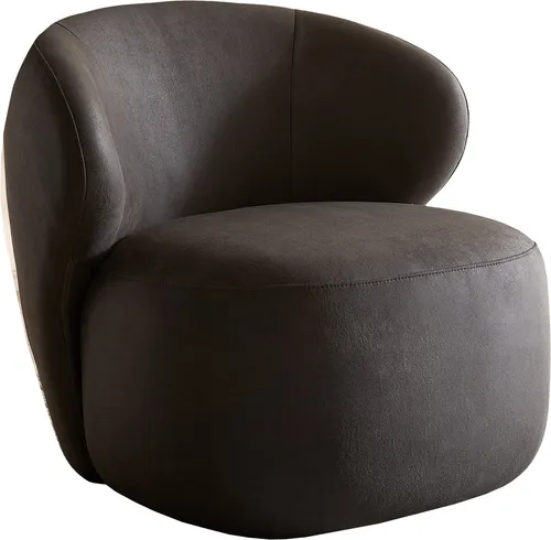 DELIFE Cocktailsessel Pulo, Mikrofaser Anthrazit Vintage 80x80 cm Loungesessel