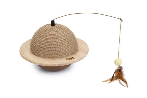 DESIGNED BY LOTTE Kratzball „Wiggly“ - Katzenkratzspielzeug mit Wackel-Effekt - Tierspielzeug: Der Wiggly Kratzball vereint hochwertiges Jute-Seil und Rubber Wood. Mit Wackel-Effekt und integriertem Feder-Spielzeug sorgt er für interaktive Beschäftigung und perfekte Krallenpflege.