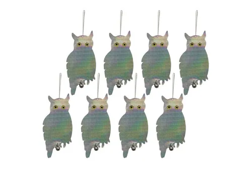 HAC24 Tierabwehr-Attrappe Vogelscheuche Vogelschreck Taubenabwehr Windspiel, (8-St), Eulen Optik, Reflektierend, mit Glöckchen
