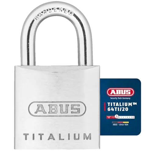 ABUS Vorhängeschloss Titalium 64TI/20 - 2er Set, gleichschließend - Schlosskörper aus Spezial-Aluminium - gehärteter Stahlbügel - ABUS-Sicherheitslevel 3 - Silber