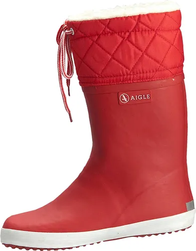 Aigle Giboulee Stiefel rot/weiß Gr. 33 - Gummistiefel für Kinder, aus flexiblem Naturkautschuk mit rutschhemmender Gummisohle und warmem Futter. Ideal für kalte Regentage und sicher dank Reflektorstreifen.