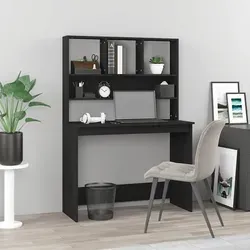 vidaXL Schreibtisch mit Regal - Praktischer Computertisch für jedes Zimmer - Kinderschreibtisch mit viel Stauraum, ideal für kleine Büros oder Studentenzimmer. Hergestellt aus langlebigem Holzwerkstoff, bietet er Stabilität und eine glatte Oberfläche.