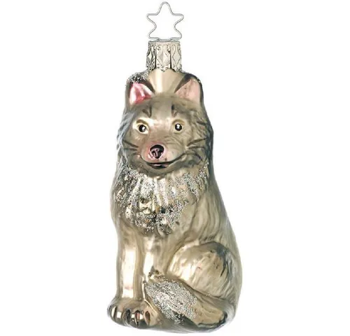 INGE-GLAS Wolf Weihnachtsornament - Christbaum- & Feiertagsschmuck, handgefertigt und einzigartig für eine festliche Atmosphäre in Ihrem Zuhause