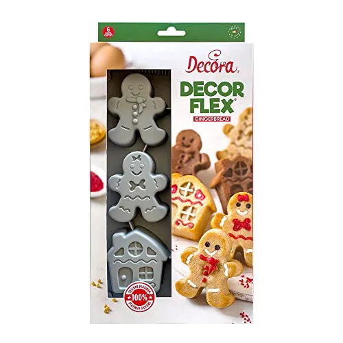 DECORA 9260403 Silikonform Gingerbread 6 Mulden, Grau