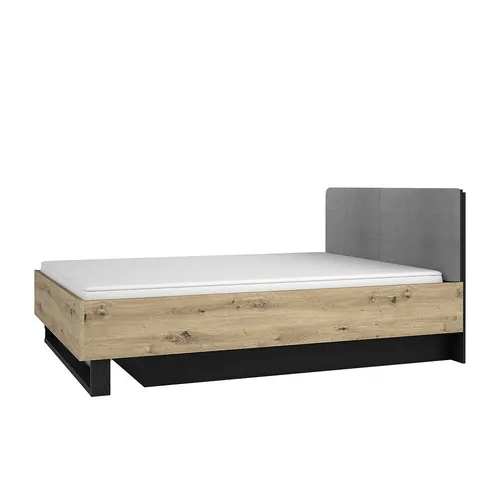 Lomadox Bettgestell UTRECHT-166, Doppelbett 160x200cm, inkl. Lattenrost in graphit und Eiche - Modernes Doppelbett UTRECHT-166 in Artisan Eiche und graphit. Mit aufklappbarem Lattenrost für zusätzlichen Stauraum. Individuell kombinierbar und pflegeleicht – ideal für ein stilvolles Schlafzimmer.