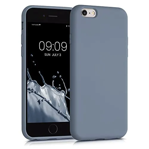 kwmobile Hülle kompatibel mit Apple iPhone 6 / 6S Hülle - gummierte TPU Silikon Handyhülle - Schutzhülle für kabelloses Laden - Case in Blaugrau