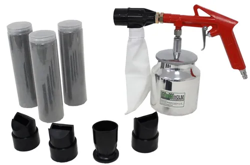 TRUTZHOLM Sandstrahlpistole für Druckluft mit 2,5kg Strahlsand - Druckluftpistole für effektives Sandstrahlen und Reinigen von Metall- und Holzoberflächen. Handlich und leistungsstark, ideal für schwer zugängliche Stellen.