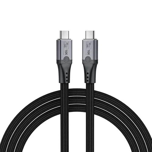 MMOBIEL Thunderbolt 5 Kabel 80Gbps - Thunderbolt-Kabel mit 80Gbps Übertragung, 240W Schnellladung und geflochtenem Design für maximale Langlebigkeit – ideal für 4K-Videobearbeitung und schnelles Laden von iPhone 16/15 und anderen Geräten.