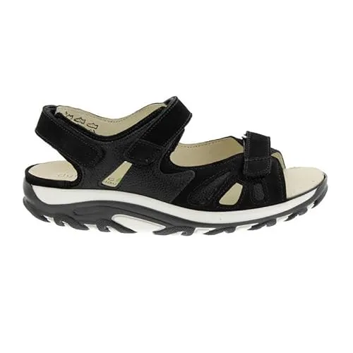 Waldläufer Hanni Sandale mit Dynamic-Sohle - Wanderschuhe für Damen mit individuellem Klettverschluss und atmungsaktivem, antibakteriellem Fußbett. Ideal für orthopädische Einlagen, bietet hervorragenden Tragekomfort und Gelenkunterstützung.