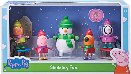 Jazwares Peppa Pig - Peppa - Schlittenfahrt - Action- & Spielfiguren: Peppa Pig Schlittenfahrt-Spielset für fantasievolles Spielen und winterlichen Spaß im Schnee!