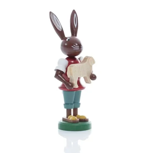 Rudolphs Schatzkiste Osterfigur Hase mit Schaf Höhe ca 9 cm NEU Osterdeko Osterhasenfigur Ostern Osterei Frühling Erzgebirge Seiffen Hase Schaf Reifentier