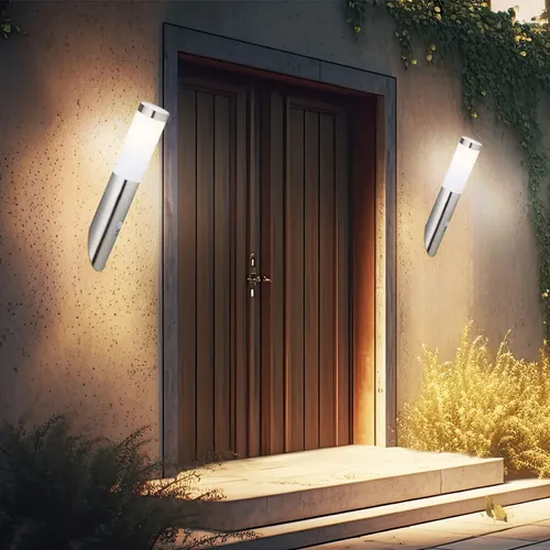 Edelstahl Wandleuchte mit Bewegungsmelder