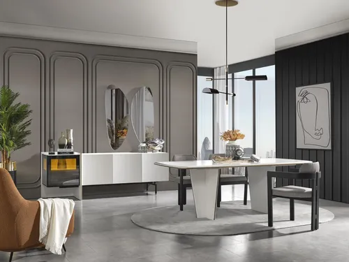 Esstisch Esszimmertisch Essecke Tisch Holz Modern Weiß Esszimmer Luxus