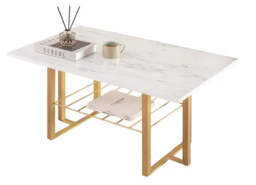 Eleganter Couchtisch in Marmor-Optik mit Ablage