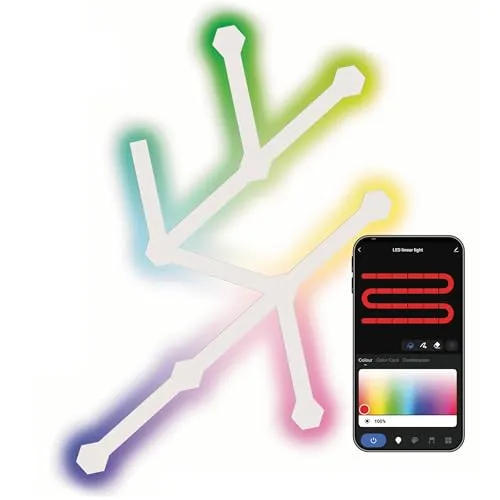 EMOS Smart RGBIC Gaming-Wandleuchte mit App - Außenleuchten mit 9+9 Segmenten und über 16 Millionen Farben, steuerbar via App oder Sprachassistenten für individuelle Lichtatmosphäre.