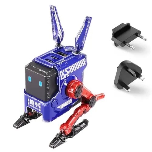 GravaStar Alpha 65W USB C Ladegerät Robot GaN Charger USB C Netzteil 3-Port Schnellladegerät für IOS, Steam Deck (blau)