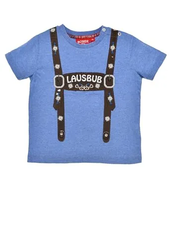 Bondi T-Shirt halbarm ´Lausbub´, Blue-Melange 98 Tracht Baby Jungs Artikel-Nr.91833