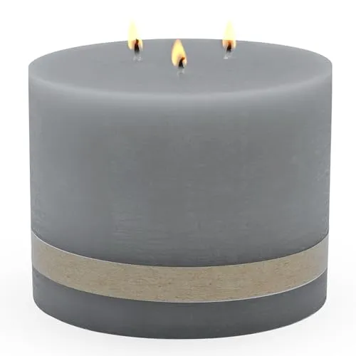 Spetebo XL 3-Docht Kerze Ø 14 cm - Graue Stumpenkerze mit langer Brenndauer - Stumpenkerzen - Elegante XL Kerze mit 3 Dochten für gleichmäßiges Abbrennen und eine lange Brenndauer von ca. 975g.