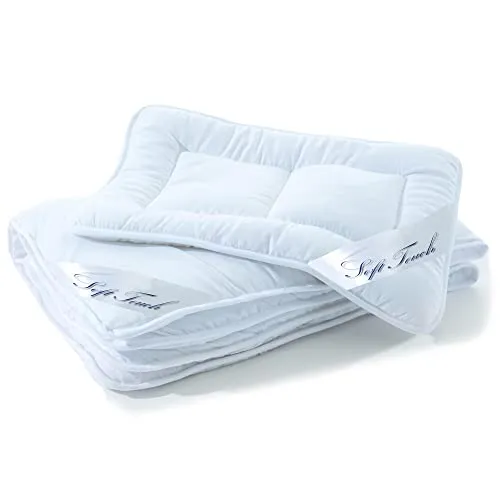 aqua-textil Soft Touch Kinder Set Bettdecke 100 x 135 cm - Bettdecken für Kinder, ganzjährig kuschelig weich und klimaregulierend. Mit hochwertiger Mikrofaser und Bärchen-Steppung für gesundes Schlafklima.