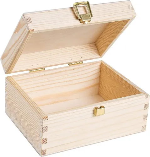 Creative Deco Holzkiste mit Deckel und Schloss Kleine Holzbox Geschenkbox Schatzkiste, Holzschachtel Geschenkbox Schatzkiste, Für Geschenk, Hochzeit, Schmuck