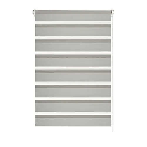 Gardinia EASYFIX Doppelrollo - Transparent, Einfache Montage ohne Bohren - Rollos: Gardinia EASYFIX Doppelrollo mit verstellbaren Klemmträgern für einfache Montage ohne Bohren. Ideal für präzise Lichtdosierung dank transparenter und blickdichter Streifen.