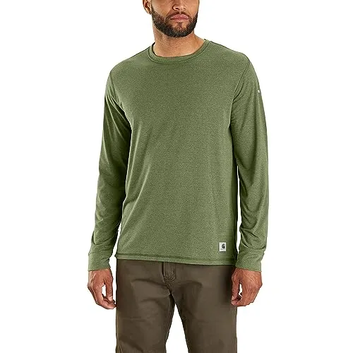 Carhartt Lwd Langarm-T-Shirt Herren Grün S - Herrenhemden aus SoftCool Clean Jersey mit FastDry-Technologie, die Feuchtigkeit ableitet und Gerüche bekämpft – ideal für aktives Tragen.
