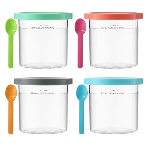 Stück Creami Behälter für die Ninja Creami Eismaschine,Eisbehälter für Speiseeis,Eisbehälter Mit Deckel, Mit Löffel,BPA-frei, Kompatibel mit den Eismaschinen NC299AM und C300s 4