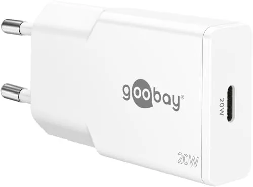 goobay USB-C PD GaN Schnellladegerät Slim (20 W) Weiß für Reisende – Samsung, USB-C Netzteil, Ladekabel, Schnellladekabel – Kompatibel mit Smartphones und Tablets - 75728