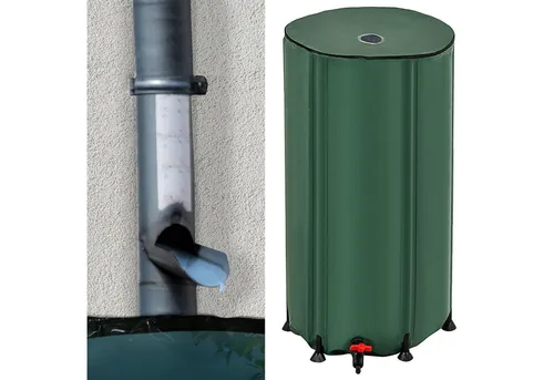 CEPEWA Regentonne Faltbar mit Zapfhahn 100L - Regentonne, faltbar und platzsparend, ideal zur Wasserspeicherung für Garten und Pflanzenpflege.