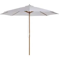 Outsunny Sonnenschirm 300 cm cremeweiß - Vielseitig einsetzbar - Sonnenschirm für Terrasse, Balkon oder Events. Robustes Bambusgestänge und einfacher Seilzug für müheloses Öffnen und Schließen. Ideal für den Sommer!