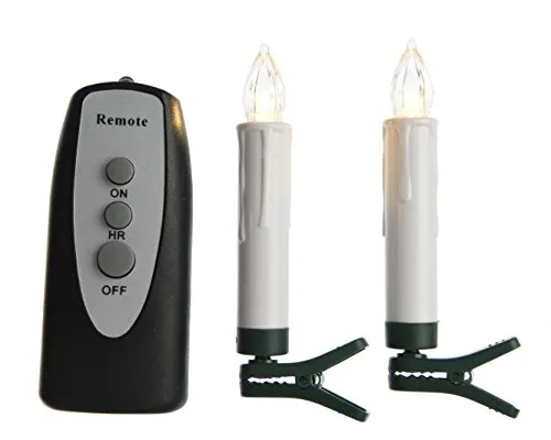 Kaemingk LED-Lichterkette mit Kerzen für Außenbereich - Weihnachtsbeleuchtung mit 10 batteriebetriebenen LED-Kerzen, ideal für eine festliche Atmosphäre. Inklusive Fernbedienung und 6-Stunden-Timer für einfachen Betrieb.