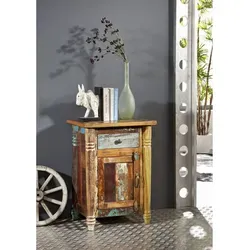 Massivmoebel24 Nachttisch FABLE - Altholz Unikat - Nachtkonsolen aus nachhaltigem Altholz, einzigartig in Maserung und Struktur. Ideal für umweltbewusste Wohnräume, mit 1 Schublade und robustem Design.