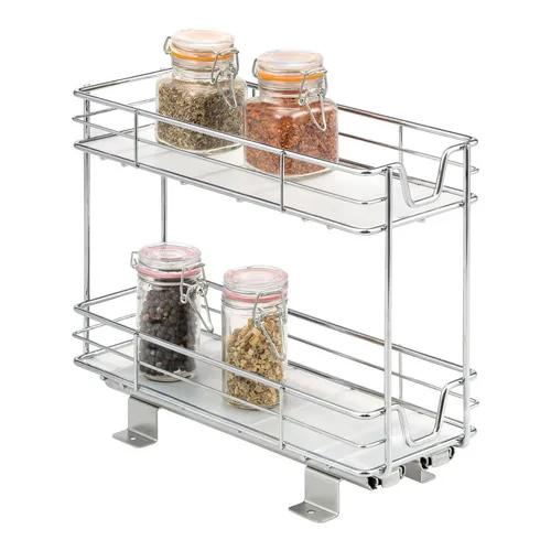 bremermann 2-stöckiges Teleskop-Gewürzregal - Praktisches Gewürzregal für Schränke und Speisekammer, mit kugelgelagerten Teleskop-Schienen für einfachen Zugriff und bis zu 5 kg Belastbarkeit pro Korb.