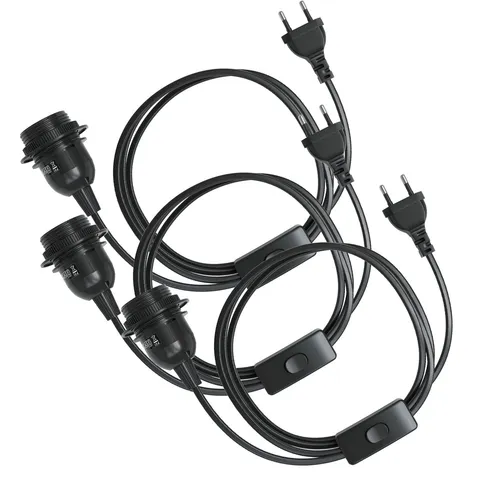3x E27 Lampenfassung mit 5m Kabel und Schalter in schwarz von EAZY CASE