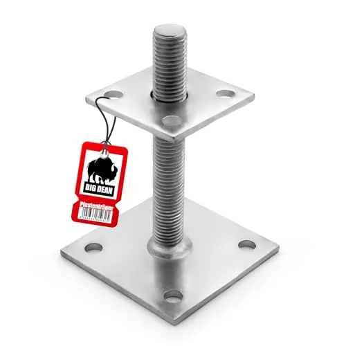 BigDean Pfostenträger höhenverstellbar Höhe 30– 150mm – verzinkt & zum Aufschrauben