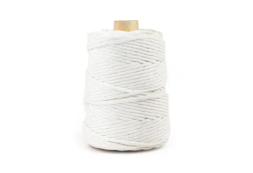 DQ-PP Makramee Garn 200m – 100% Baumwolle, 5mm, Natur Kordel - Ideales Bastelmaterial für kreative Projekte im Boho-Stil. Das weiche, leicht entwirrbare Garn eignet sich perfekt zum Weben, für Wandteppiche und Kinderkleidung.