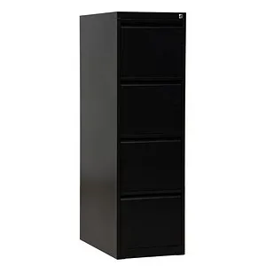 G-Office Hängeregisterschrank FGC.4, 1-bahnig, schwarz - Büroschrank mit 4 stabilen Schubladen, abschließbar und mit einer Belastbarkeit von 40 kg pro Schub. Ideal für die sichere Aufbewahrung von A4-Mappen.