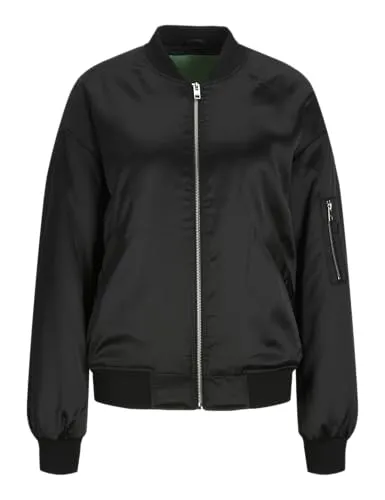 JACK & JONES Damen Jjxx Jxmadison Satin Jacket Bomberjacke, Schwarz, S EU - Funktionsjacken mit gerippten Ärmelbündchen und durchgehendem Reißverschluss für ein angenehmes Tragegefühl und stilvollen Look.