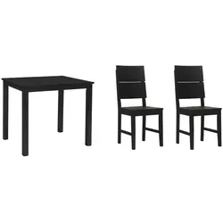 Woodroom Esstisch Kota Hevea massiv schwarz lackiert 70x75x70 cm mit 2 Stühlen - Kompakte Essgruppe aus hochwertigem Hevea-Massivholz für 2–4 Personen. Die elegante, lackierte Oberfläche sorgt für Langlebigkeit und einfache Pflege. Ideal für kleine Räume – erhältlich in drei stilvollen Farben.